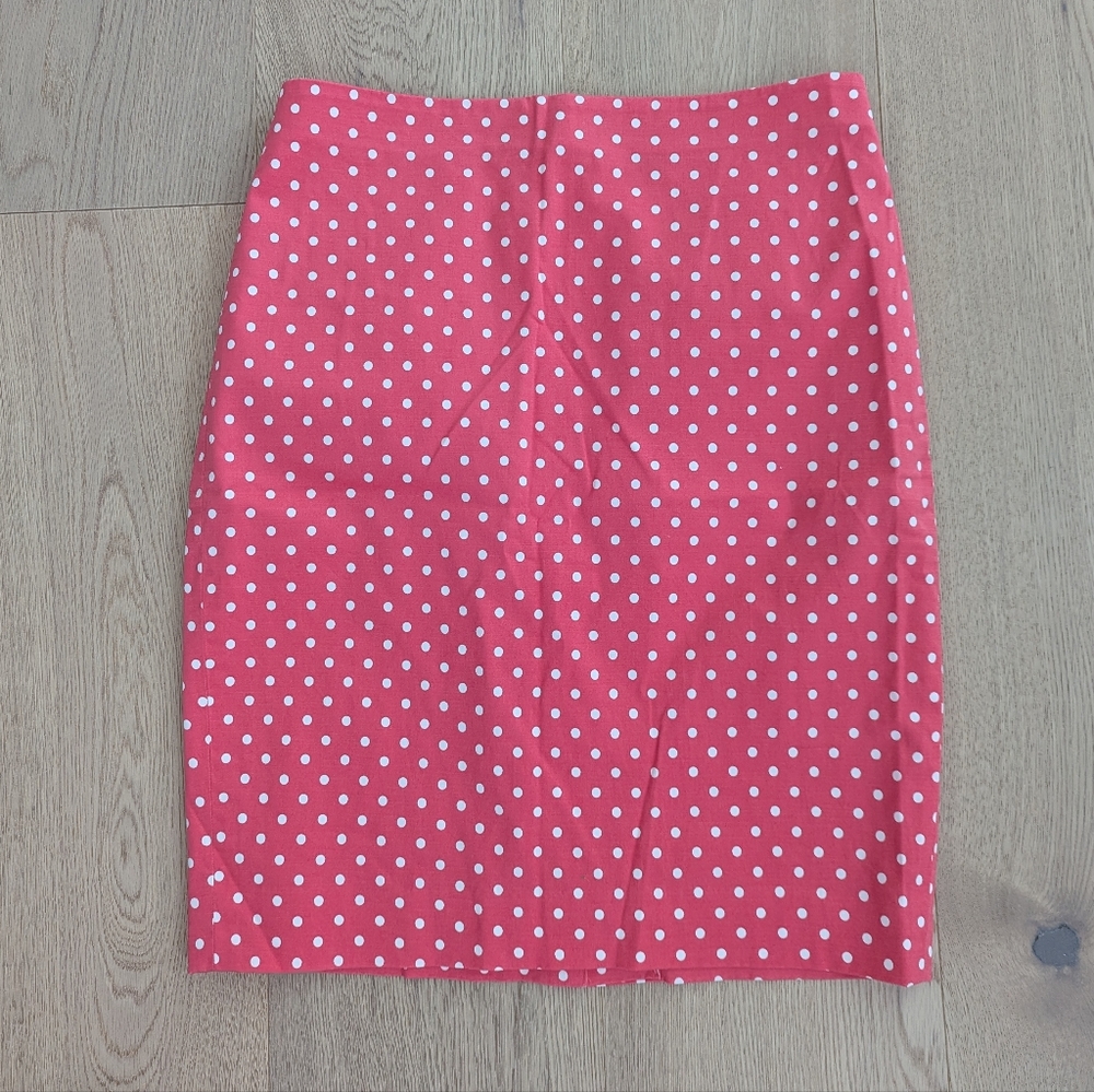 Ann Taylor Pink Polka Dot Pencil Skirt